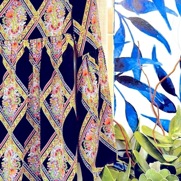 Women’s Sage Boho Argyle Floral Pattern Polyester Baby Doll Smock Dress Size M - Picture 4 of 9